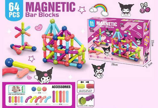 Jeu de construction magnétique 64 pièces – Pack 3-5 ans Constructions TOUPIX