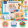 Board Montessori 2 en 1 : Chiffres et Lettres, Clous et Élastiques
