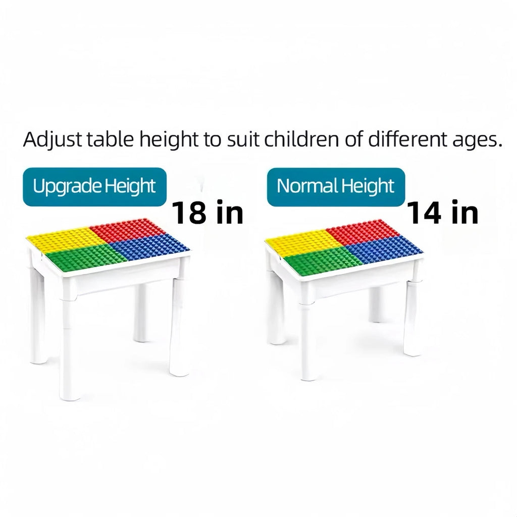 Table de Construction 4 en 1 avec Blocs et Véhicules de Chantier