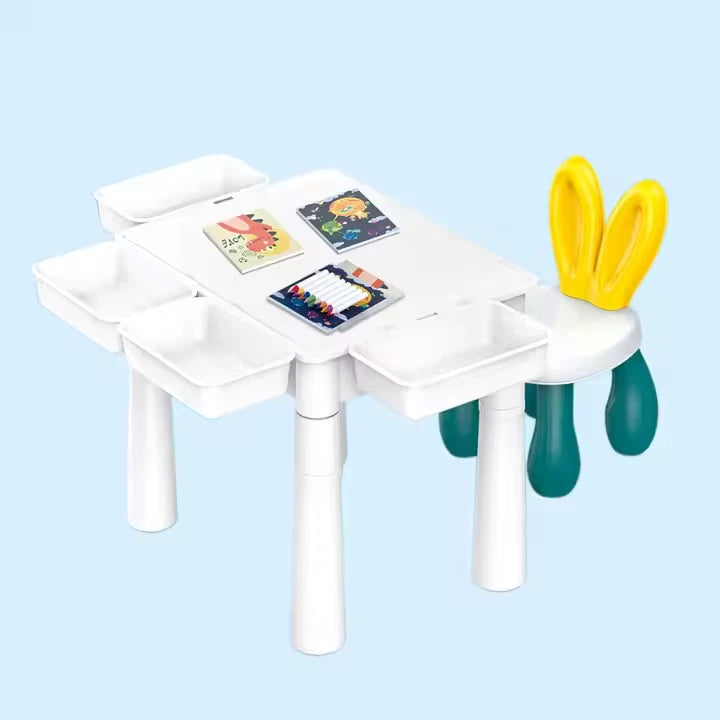 Table de Construction 4 en 1 avec Blocs et Véhicules de Chantier